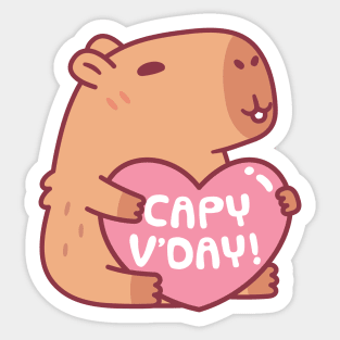 Cute Capybara Capy Vday Valentines Day Pun Sticker